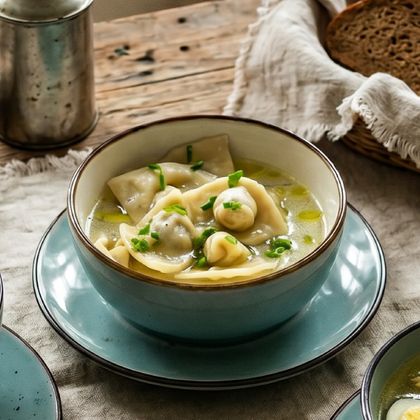 Пельмени с бульоном