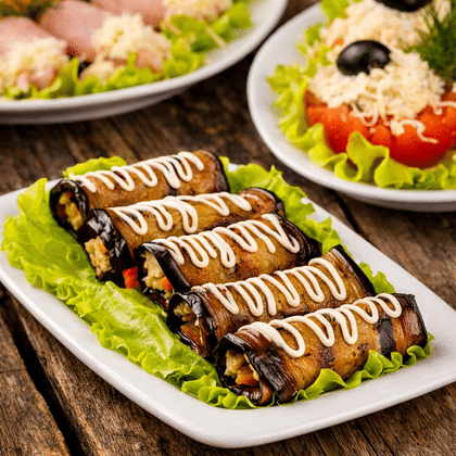 Рулетики из баклажанов