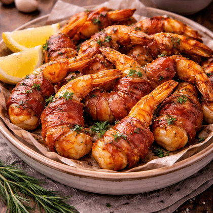 Креветки в беконе