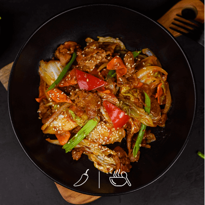 Чеюк поккым с говядиной/Cheyuk pokkim with beef