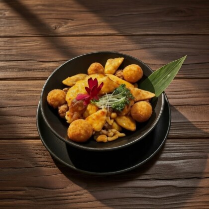 Салат из хрустящих баклажанов с говядиной