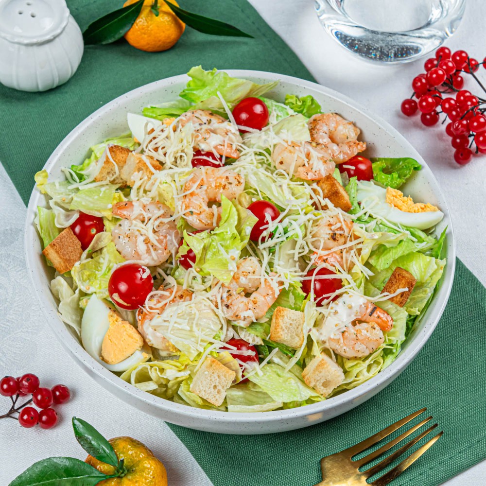 Салат "Цезарь с сочными креветками" с доставкой