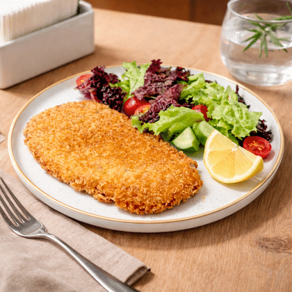 Куриный шницель с овощным с салатом