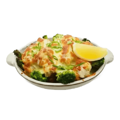 Окунь, запеченный с овощами