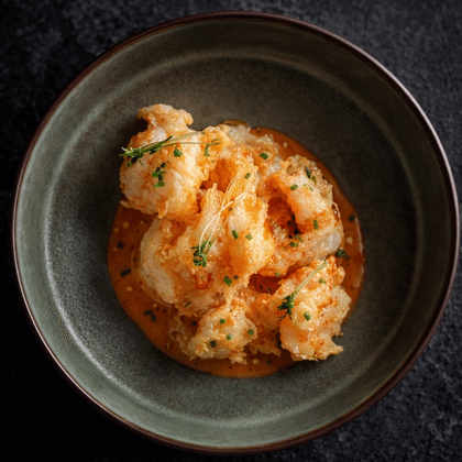 Поп-корн из креветок с соусом карри