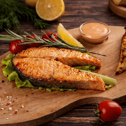 Стейк из семги на гриле