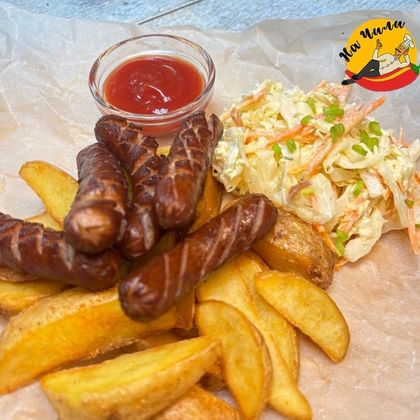 Баварские колбаски с Айдахо +салат Коул слоу