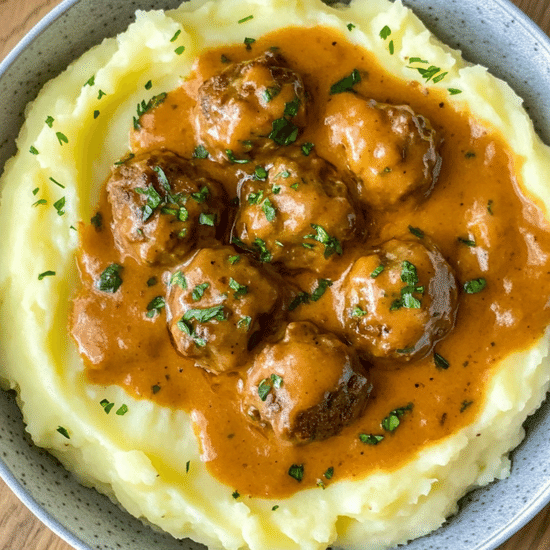 Фрикадельки в сливочном соусе с картофелем