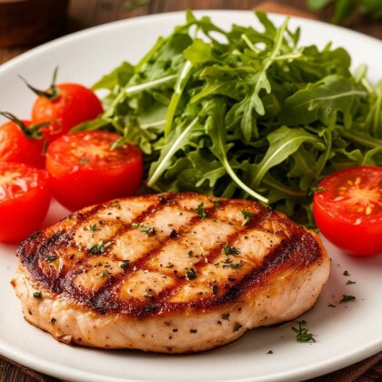 Стейк из куриной грудки с зеленым соусом