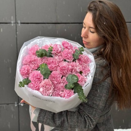 Моно букет из диантусов "Зимнее утро"