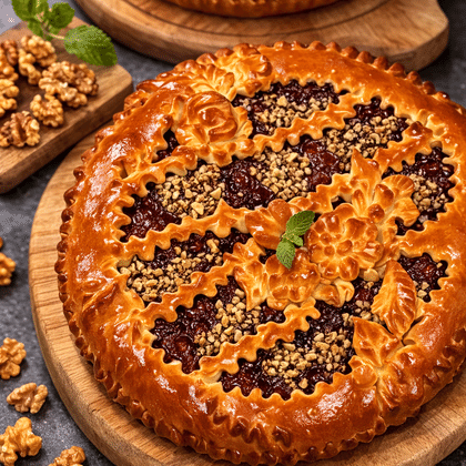 Пирог с яблоками и курагой