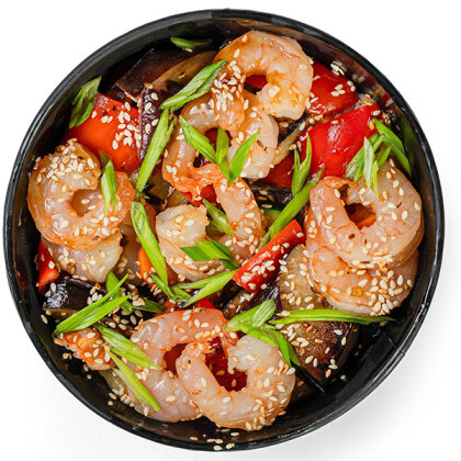WOK с креветками в  кокосовом соусе