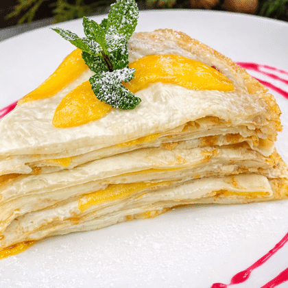 Блинный торт Искушение с персиком