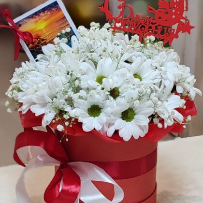 Композиция "Ромашки" Цвет цветов на момент оформление заказа