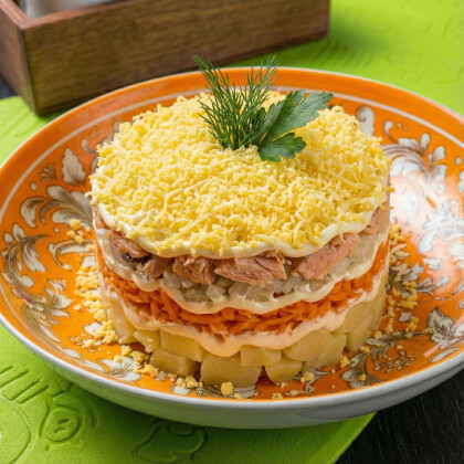 Мимоза с форелью